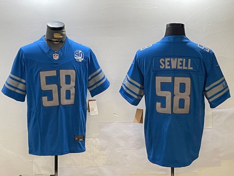 Men Detroit Lions #58 Sewell Blue three generations 2024 Nike Limited NFL Jersey style 3->cincinnati bengals->NFL Jersey